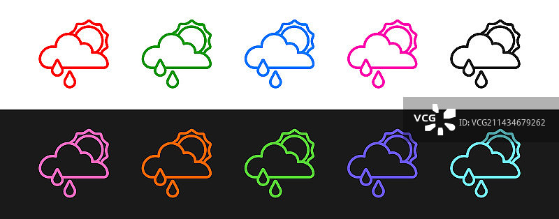 雨天太阳图标线条合集图片素材