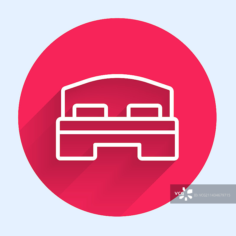 带有长阴影的酒店房间床图标白色线条图片素材