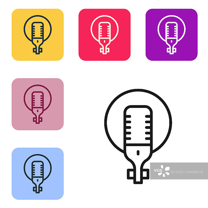 黑线麦克风图标隔离在白色图片素材