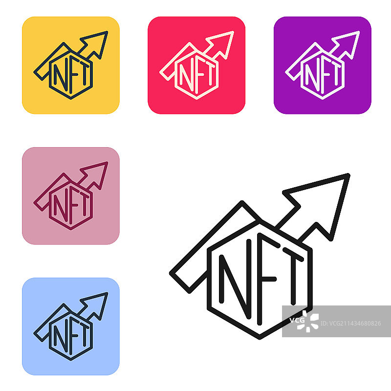 背景上的黑色线条NFT增长条形图图标图片素材