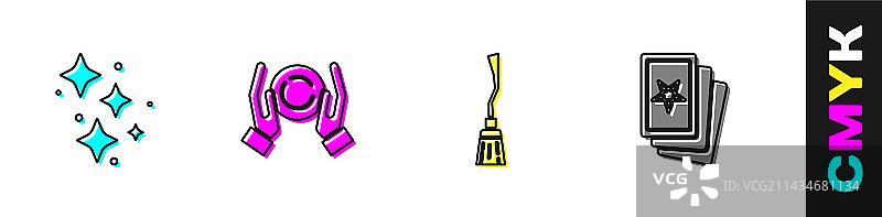 手中魔法球与闪烁星光图片素材