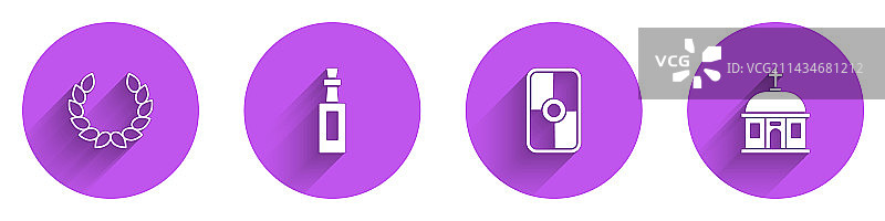 月桂花环橄榄油瓶希腊元素图片素材