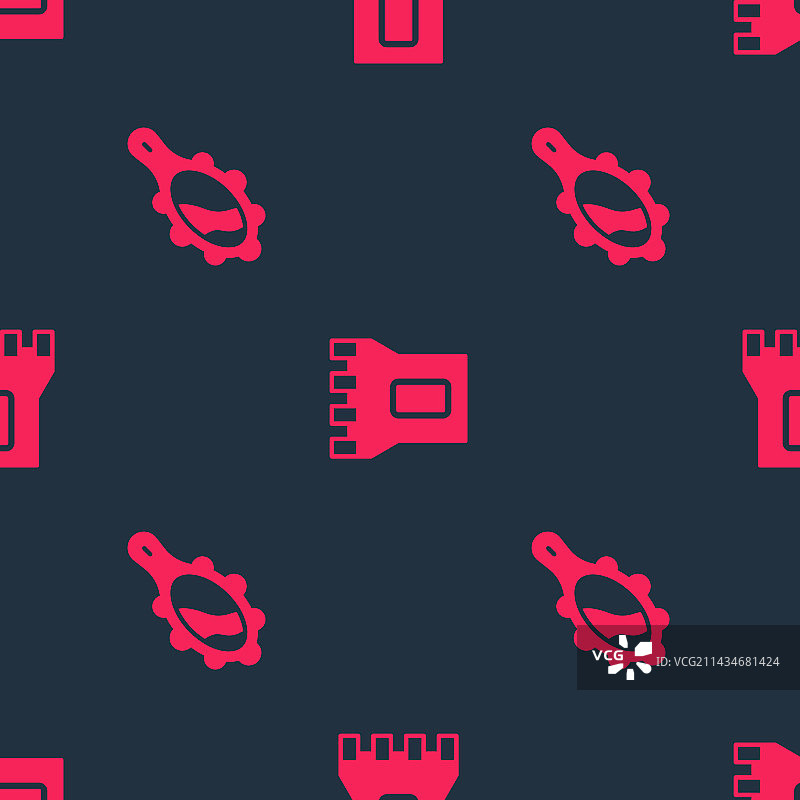 魔镜和城堡塔楼无缝套装图片素材