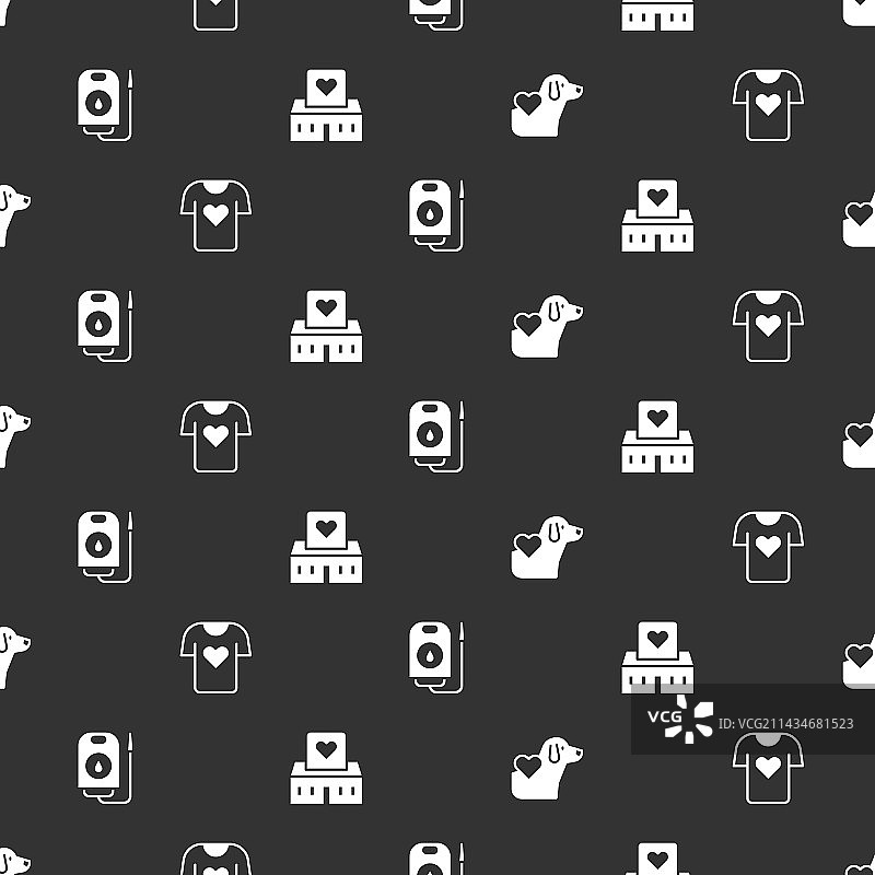 包含宠物服装和献血的爱心图案图片素材