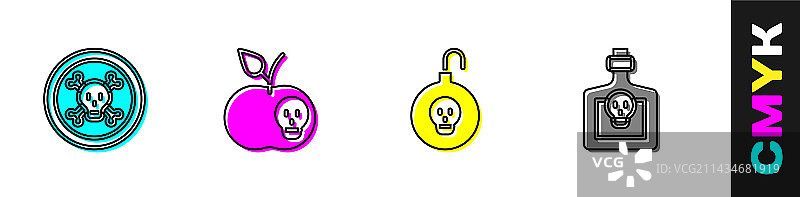 骨骼和骷髅毒苹果核弹套装图片素材