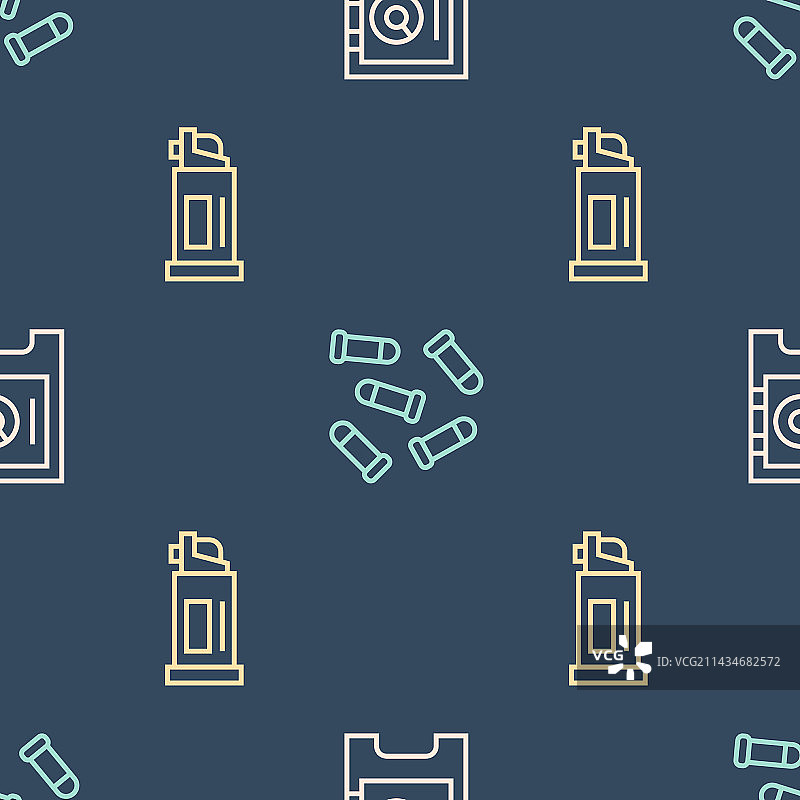 胡椒喷雾和子弹安全保护线条图标图片素材