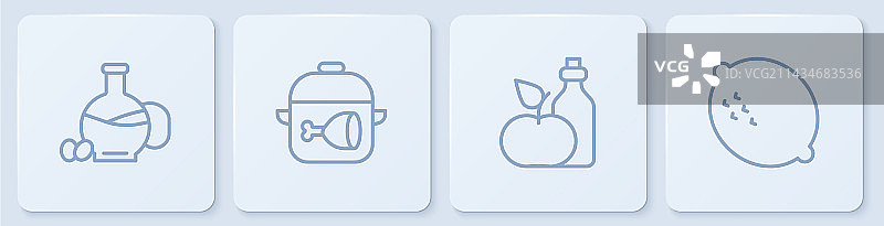 橄榄油苹果醋瓶线条组合图片素材