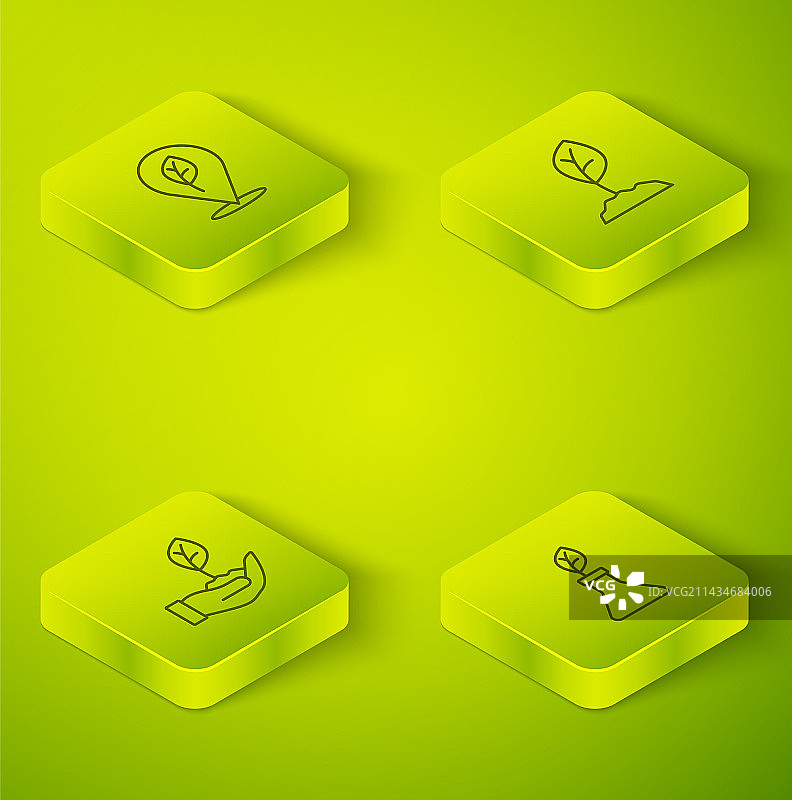 2.5D线条手捧发芽植物培育图片素材