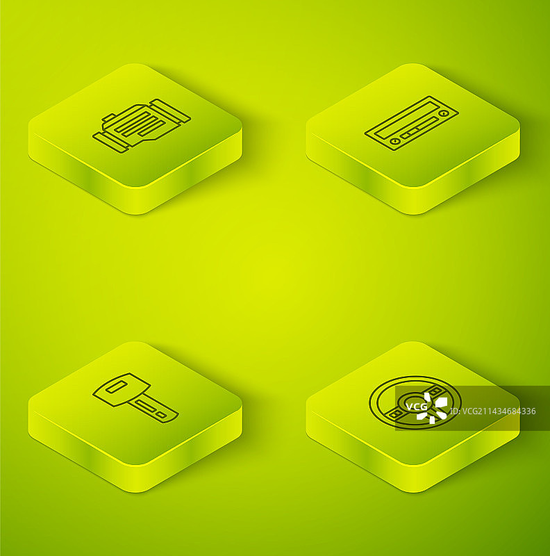 2.5D等距线条汽车音响遥控钥匙图片素材