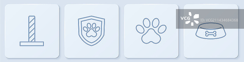 猫抓板玩具和爪印线条图标图片素材