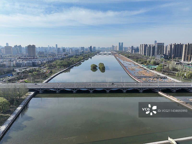 航拍山西太原汾河公园图片素材