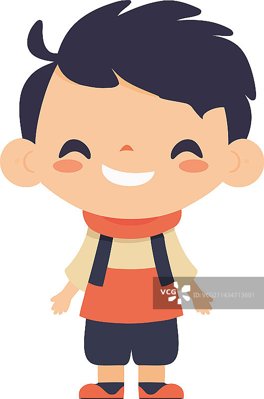 可爱的卡通男孩带着背包微笑图片素材