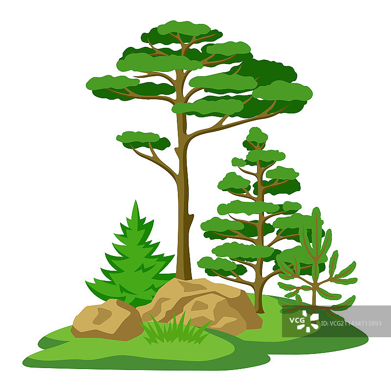 具有风格化效果的春夏森林背景图片素材