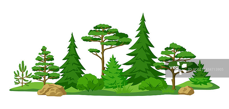 具有风格化效果的春夏森林背景图片素材