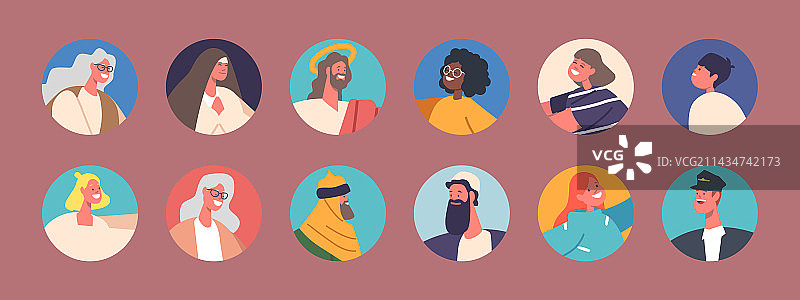 各种人物头像圆形合集图片素材