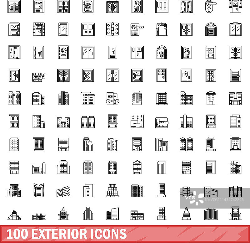 100个外观图标，轮廓样式图片素材