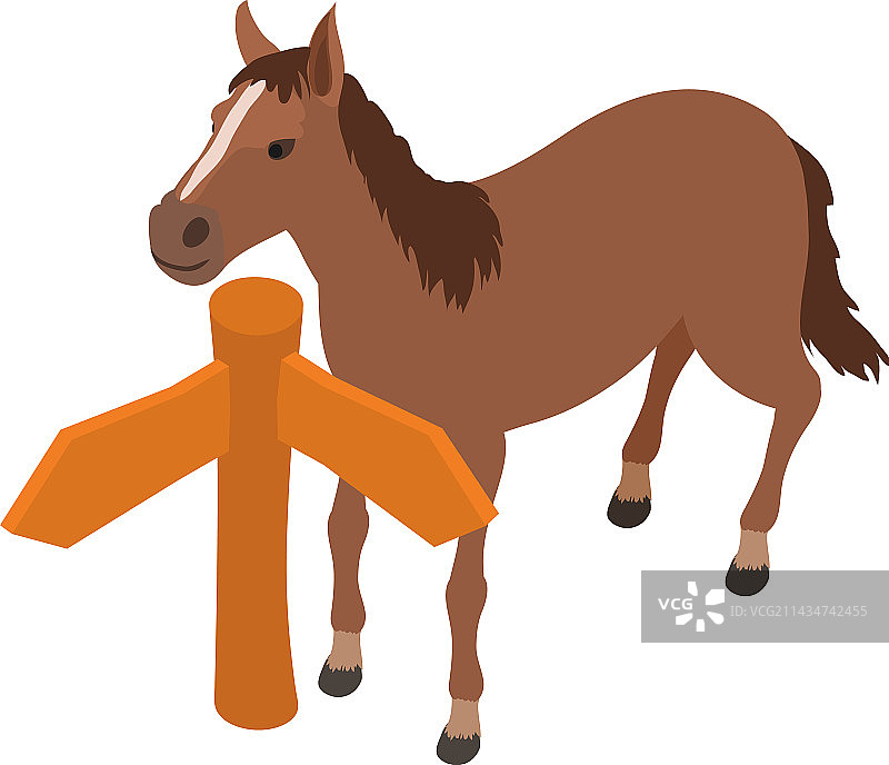 狂野西部图标2.5D风格：站立的狂野海湾图片素材