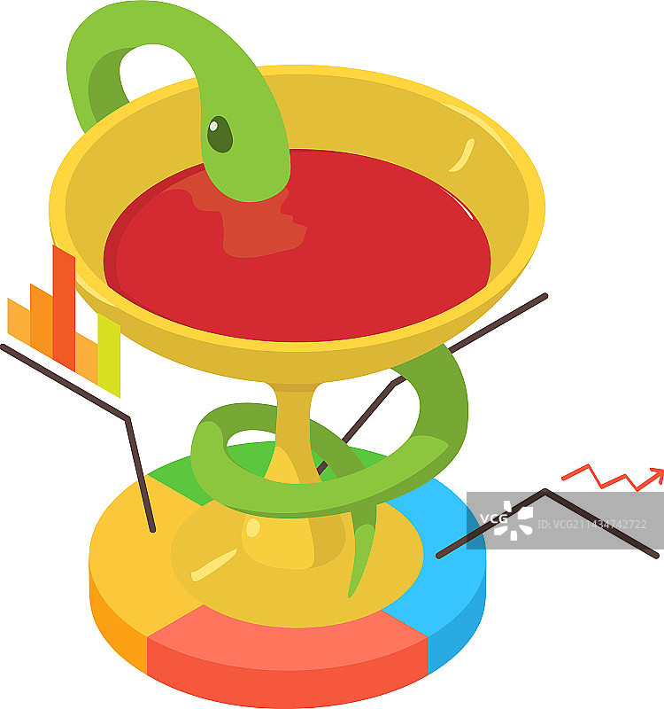 绿色蛇形医疗符号2.5D图标图片素材