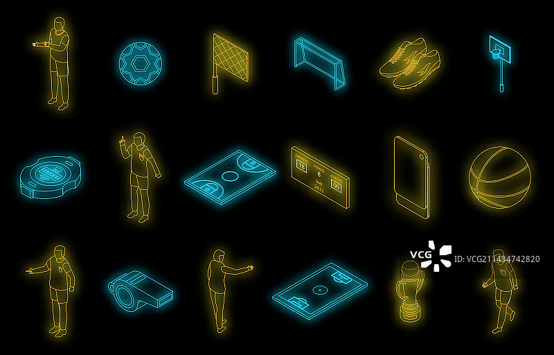 裁判图标霓虹灯套装图片素材