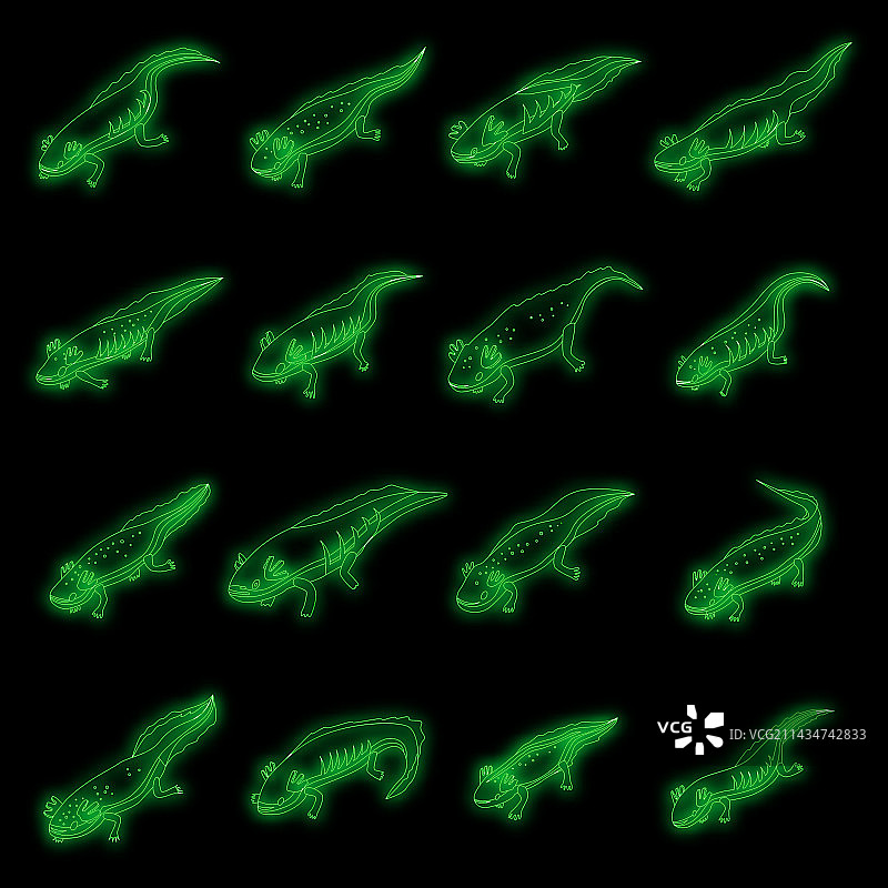 六角恐龙霓虹灯图标图片素材