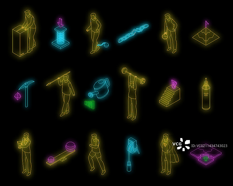 努力图标霓虹灯效果图片素材