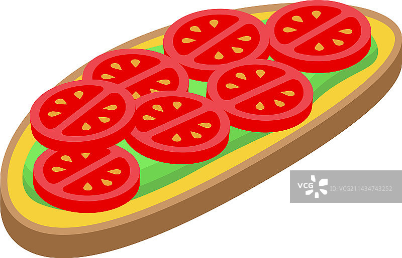 番茄牛油果面包图标2.5D食品图片素材