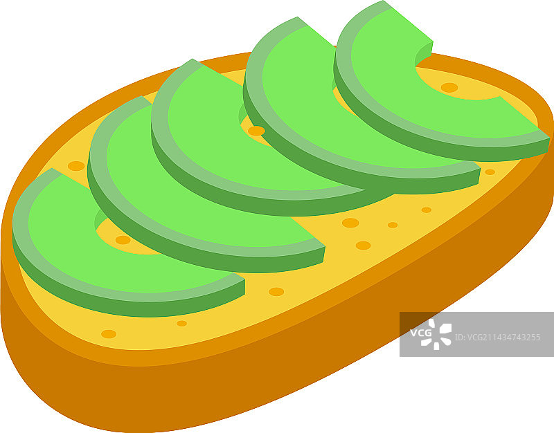 新鲜牛油果吐司2.5D图标图片素材