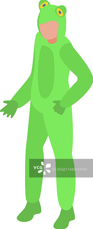 青蛙万圣节动物服装等距图标图片素材