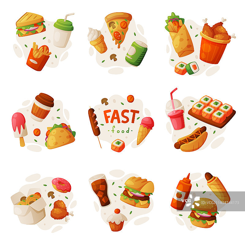 含汉堡和汽水的快餐午餐图片素材