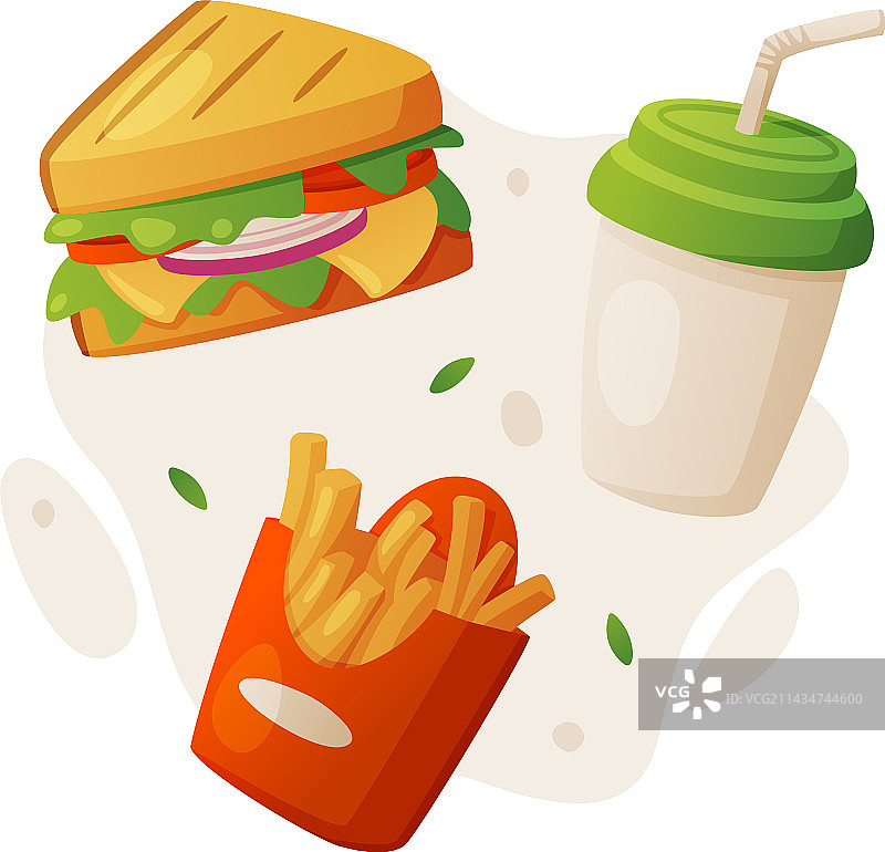 快餐午餐：三明治配炸薯条图片素材