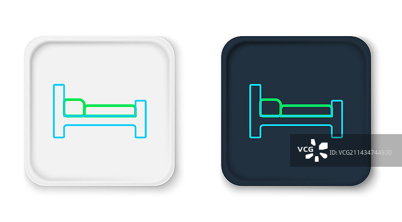 白色背景上的线条床图标图片素材