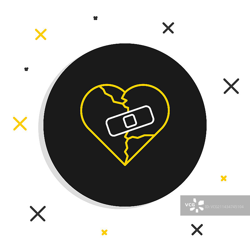 已修复的破碎的心或离婚线条图标图片素材