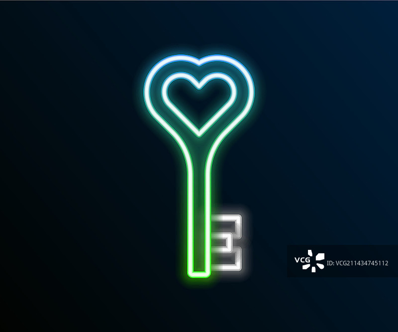 霓虹灯线：心形钥匙图标图片素材