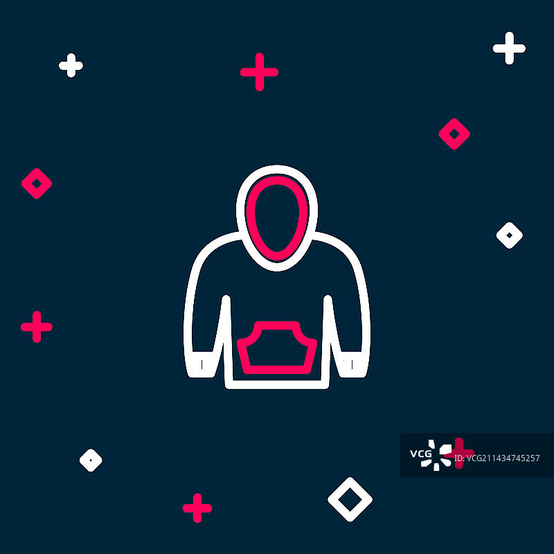 蓝色背景上的连帽衫线条图标图片素材