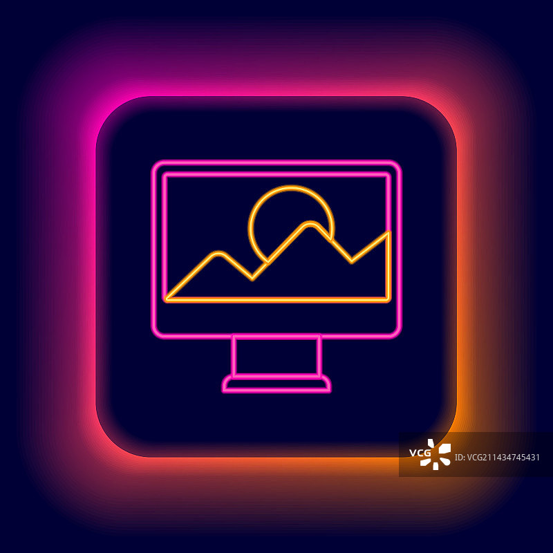 发光的霓虹灯线条：照片修饰图标图片素材