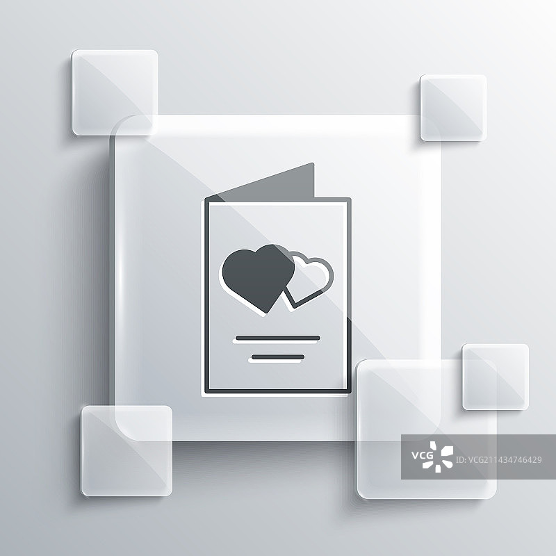带有心形图标的灰色情人节宣传单图片素材