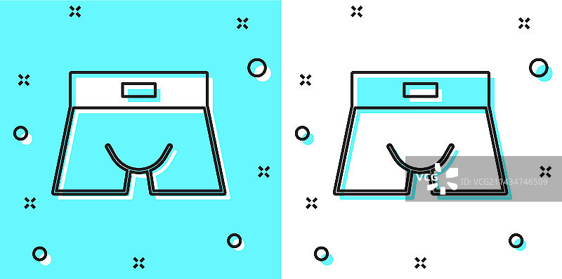 绿色背景上的黑色男士内裤图标图片素材