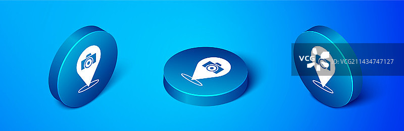 蓝色背景上的2.5D照相机图标图片素材