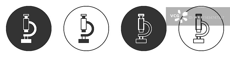 白色背景上的黑色显微镜图标图片素材