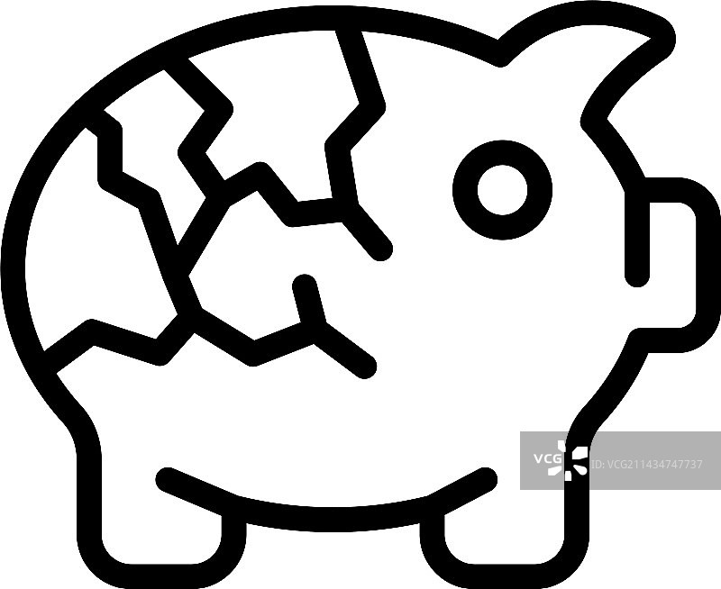 开裂存钱罐图标 贫困主题图片素材
