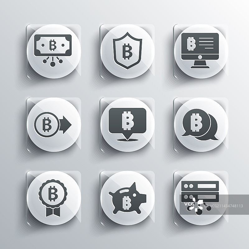 比特币服务器与储蓄罐图片素材