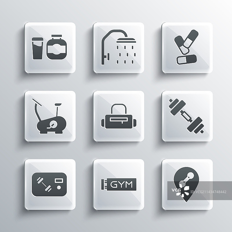 健身房哑铃运动包健身定位图片素材