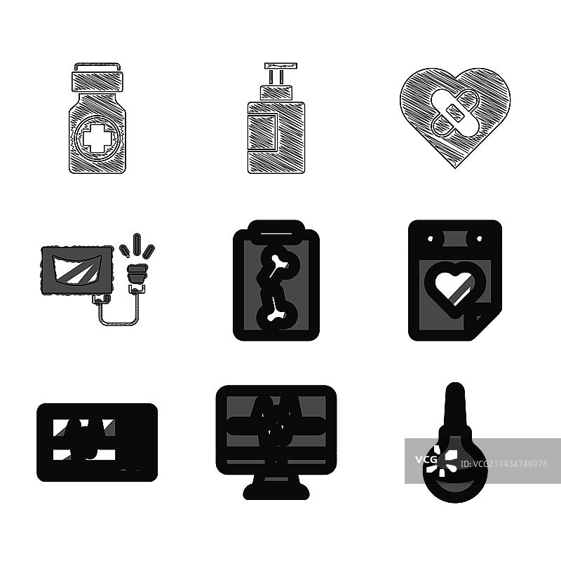 X光片监视器、心电图与灌肠图片素材