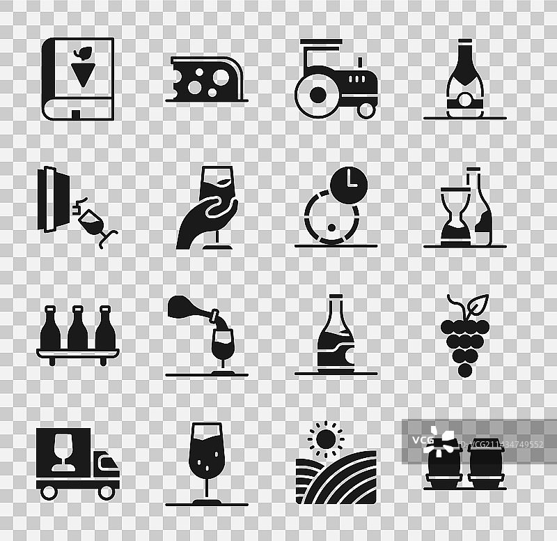 木制酒桶与葡萄串图片素材