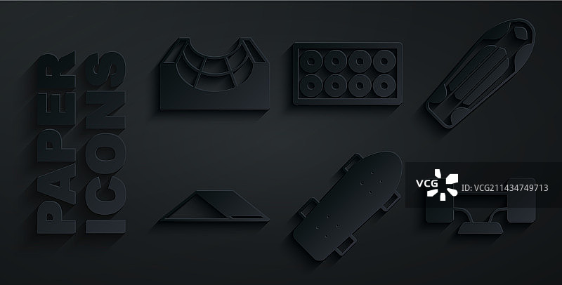 滑板甲板公园轮子图标合集图片素材