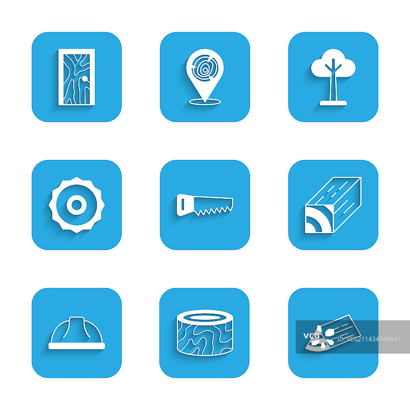 手锯、树桩与木梁图片素材