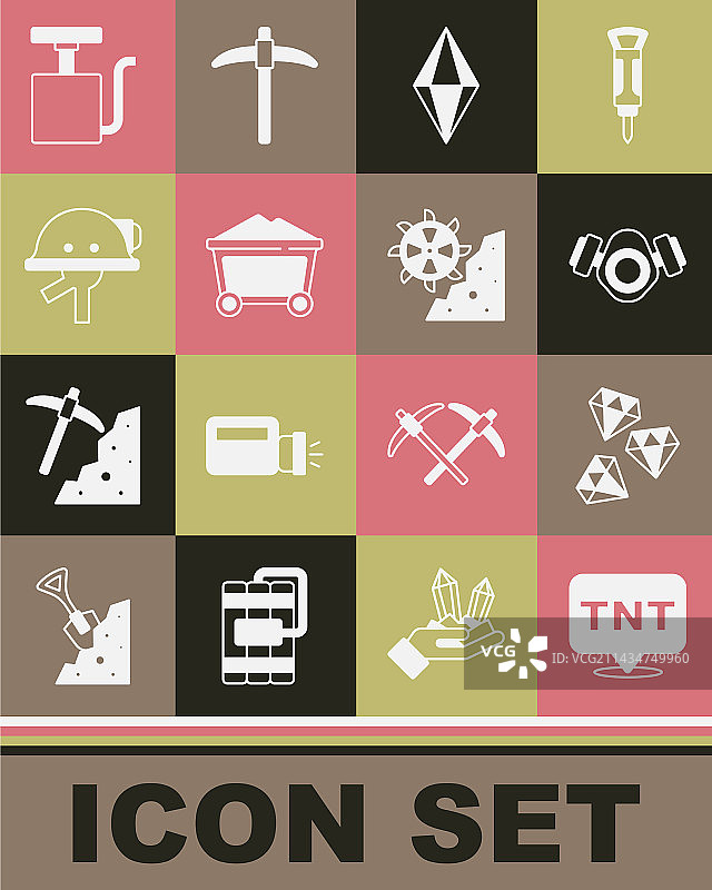 炸药宝石防毒面具煤矿套装图片素材