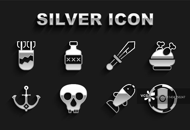 骷髅烤火鸡或鸡肉盾牌图案合集图片素材