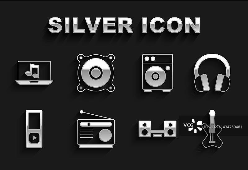 无线电耳机、电贝斯和家庭用品组合图片素材