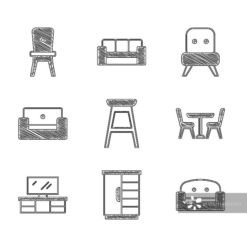 椅子衣柜扶手椅桌子电视组合图片素材